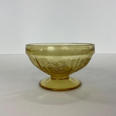 -198- GLASSWARE | Yellow Sharon Cabbage Rose Federal Glass Co. | Sherbets & Lidded Sugar