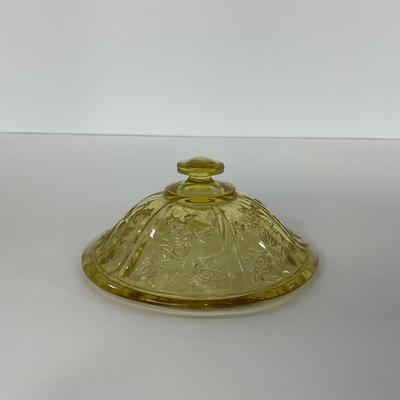 -198- GLASSWARE | Yellow Sharon Cabbage Rose Federal Glass Co. | Sherbets & Lidded Sugar