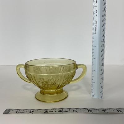 -198- GLASSWARE | Yellow Sharon Cabbage Rose Federal Glass Co. | Sherbets & Lidded Sugar