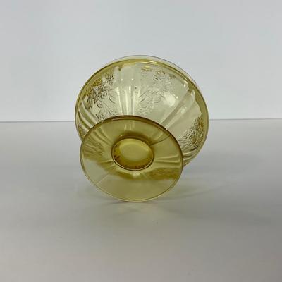 -198- GLASSWARE | Yellow Sharon Cabbage Rose Federal Glass Co. | Sherbets & Lidded Sugar