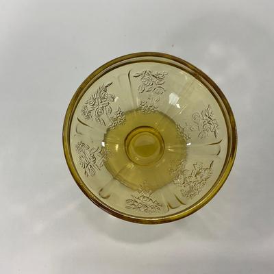 -198- GLASSWARE | Yellow Sharon Cabbage Rose Federal Glass Co. | Sherbets & Lidded Sugar