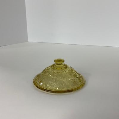 -198- GLASSWARE | Yellow Sharon Cabbage Rose Federal Glass Co. | Sherbets & Lidded Sugar