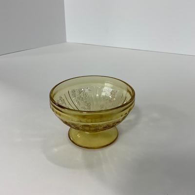 -198- GLASSWARE | Yellow Sharon Cabbage Rose Federal Glass Co. | Sherbets & Lidded Sugar