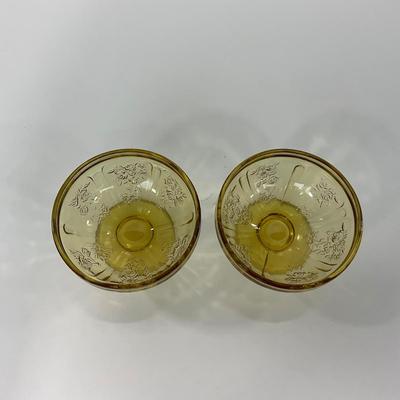 -198- GLASSWARE | Yellow Sharon Cabbage Rose Federal Glass Co. | Sherbets & Lidded Sugar