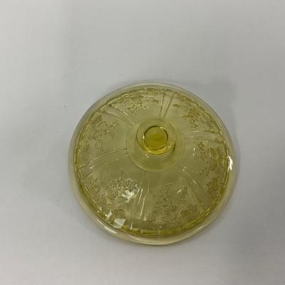 -198- GLASSWARE | Yellow Sharon Cabbage Rose Federal Glass Co. | Sherbets & Lidded Sugar