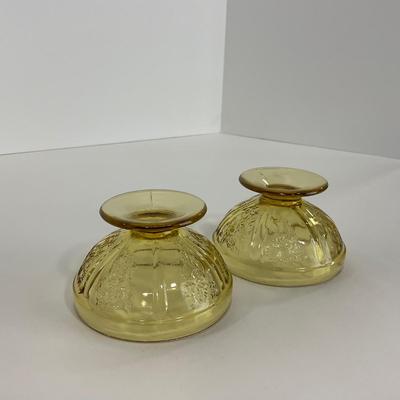 -198- GLASSWARE | Yellow Sharon Cabbage Rose Federal Glass Co. | Sherbets & Lidded Sugar