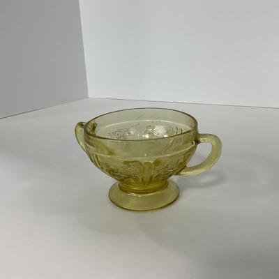 -198- GLASSWARE | Yellow Sharon Cabbage Rose Federal Glass Co. | Sherbets & Lidded Sugar