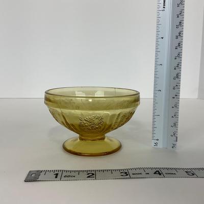-198- GLASSWARE | Yellow Sharon Cabbage Rose Federal Glass Co. | Sherbets & Lidded Sugar