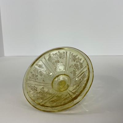 -198- GLASSWARE | Yellow Sharon Cabbage Rose Federal Glass Co. | Sherbets & Lidded Sugar