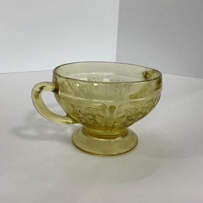 -198- GLASSWARE | Yellow Sharon Cabbage Rose Federal Glass Co. | Sherbets & Lidded Sugar