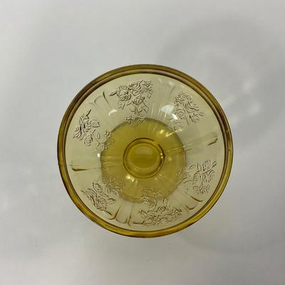 -198- GLASSWARE | Yellow Sharon Cabbage Rose Federal Glass Co. | Sherbets & Lidded Sugar