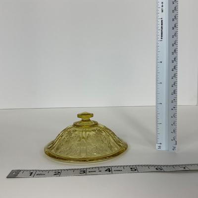 -198- GLASSWARE | Yellow Sharon Cabbage Rose Federal Glass Co. | Sherbets & Lidded Sugar