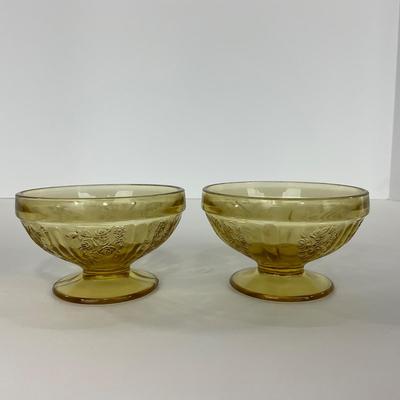 -198- GLASSWARE | Yellow Sharon Cabbage Rose Federal Glass Co. | Sherbets & Lidded Sugar