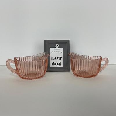 -204- GLASSWARE | Pink Anchor Hocking Queen Mary | Creamers