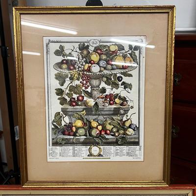 1581 Framed Prints - Fruits June Fine Art Print by Robert Furber & Vintage 1937 Pictorial Map Print Kitchen Garden of Historic Mount...