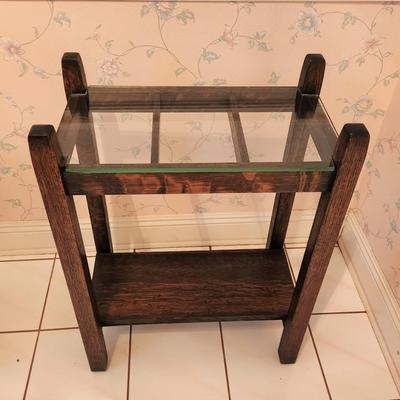 Lot #129  Vintage Solid Oak Mission Style Umbrella/Cane Stand