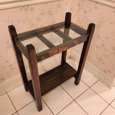 Lot #129  Vintage Solid Oak Mission Style Umbrella/Cane Stand
