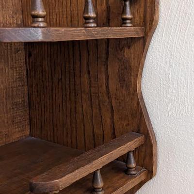 Vintage Solid Oak Corner Wall Shelf