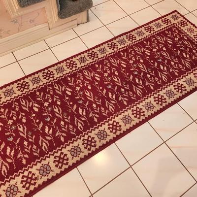 Lot #135 Cream/Red Needlepoint style Runner/Rug