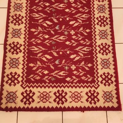 Lot #135 Cream/Red Needlepoint style Runner/Rug