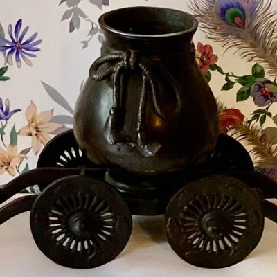 Cast Iron Vase On Rollers