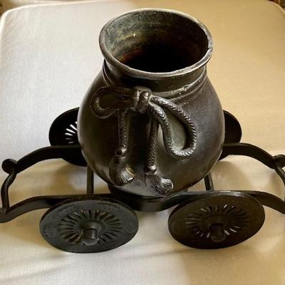 Cast Iron Vase On Rollers