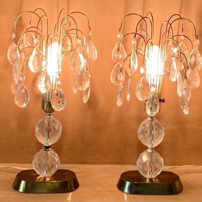 Two Vintage Crystal Lamps