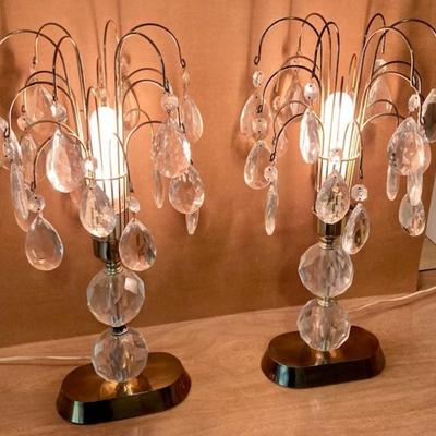 Two Vintage Crystal Lamps