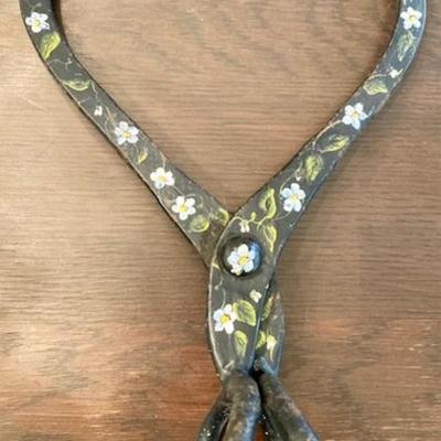Hand Painted Vintage Cast Iron Ice Tongs
