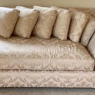 Beige Loveseat With Six Matching Pillows