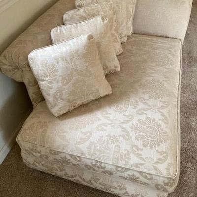 Beige Loveseat With Six Matching Pillows