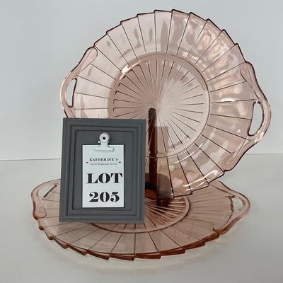 -205- GLASSWARE | Sierra Pinwheel Jeanette Glass Co. | Handled Tray