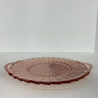 -205- GLASSWARE | Sierra Pinwheel Jeanette Glass Co. | Handled Tray