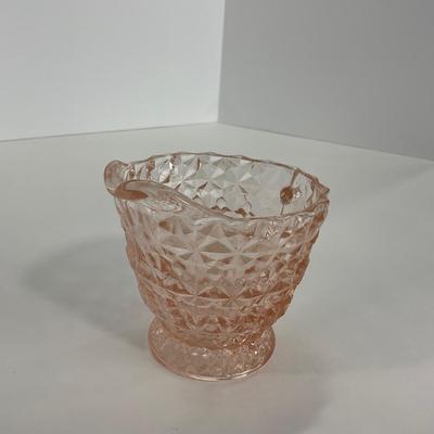-206- GLASSWARE | Holiday Buttons & Bows Jeanette Glass Co. | Creamer & Sugar