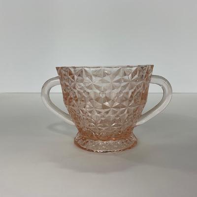 -206- GLASSWARE | Holiday Buttons & Bows Jeanette Glass Co. | Creamer & Sugar