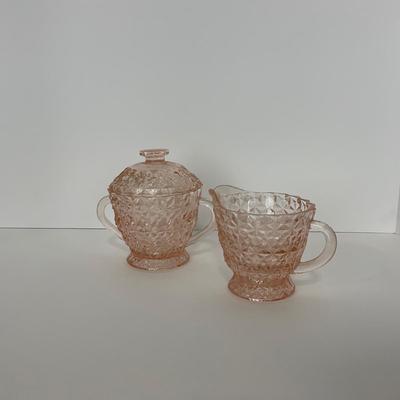 -206- GLASSWARE | Holiday Buttons & Bows Jeanette Glass Co. | Creamer & Sugar