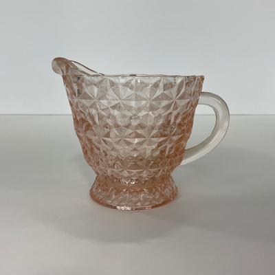 -206- GLASSWARE | Holiday Buttons & Bows Jeanette Glass Co. | Creamer & Sugar