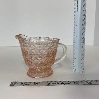 -206- GLASSWARE | Holiday Buttons & Bows Jeanette Glass Co. | Creamer & Sugar