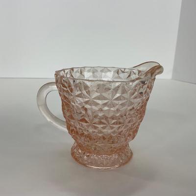 -206- GLASSWARE | Holiday Buttons & Bows Jeanette Glass Co. | Creamer & Sugar