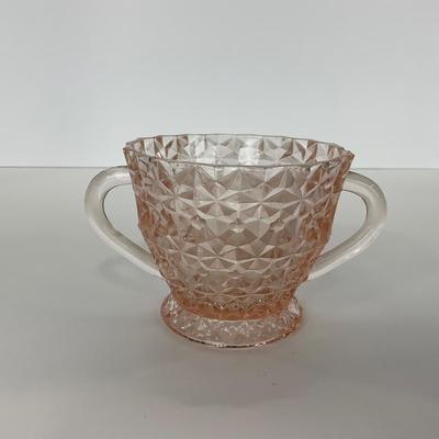 -206- GLASSWARE | Holiday Buttons & Bows Jeanette Glass Co. | Creamer & Sugar