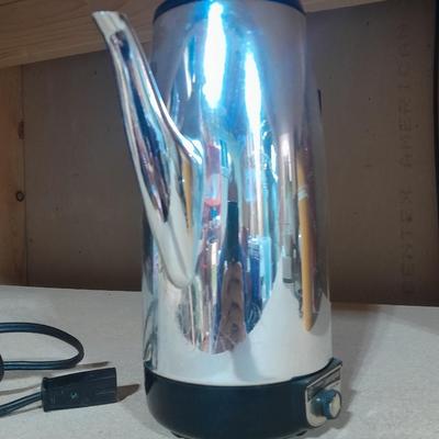 Two vintage Thermos' and a vintage General Electric Immersible brewer / perculator
