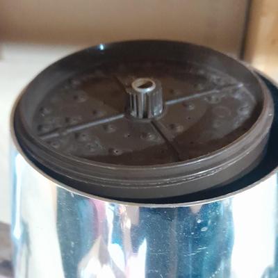 Two vintage Thermos' and a vintage General Electric Immersible brewer / perculator