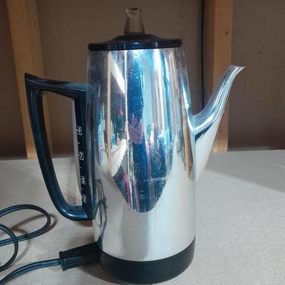 Two vintage Thermos' and a vintage General Electric Immersible brewer / perculator