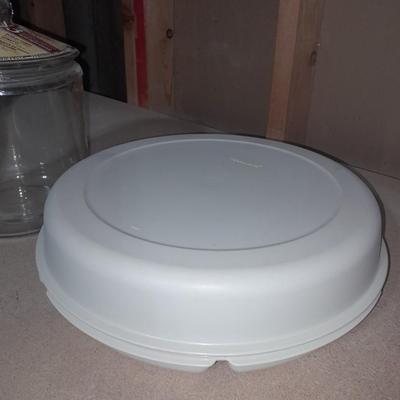 Large glass lidded Tavolata pasta container and Divided Tupperware with lid