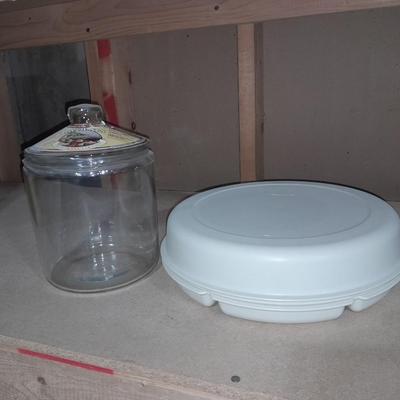 Large glass lidded Tavolata pasta container and Divided Tupperware with lid