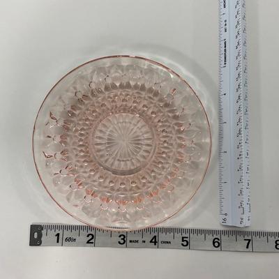 -208- GLASSWARE | Pink Holiday Buttons & Bows Jeanette Glass Co. | Cups & Saucers