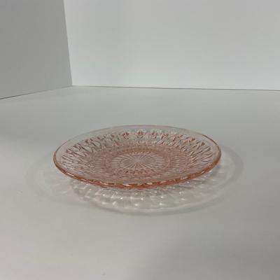 -208- GLASSWARE | Pink Holiday Buttons & Bows Jeanette Glass Co. | Cups & Saucers
