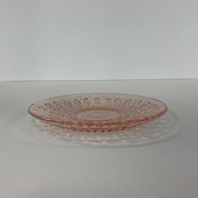 -208- GLASSWARE | Pink Holiday Buttons & Bows Jeanette Glass Co. | Cups & Saucers
