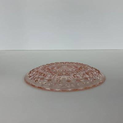 -208- GLASSWARE | Pink Holiday Buttons & Bows Jeanette Glass Co. | Cups & Saucers