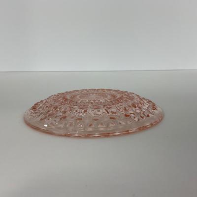 -208- GLASSWARE | Pink Holiday Buttons & Bows Jeanette Glass Co. | Cups & Saucers
